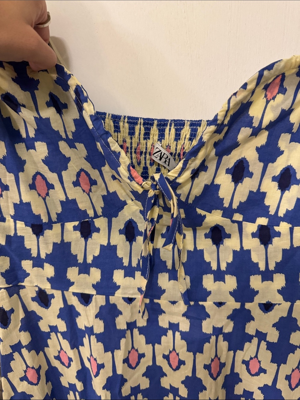NWT ZARA Geometric Pattern Maxi Dress in Blue/Cream/Pink - Picture 8 of 11
